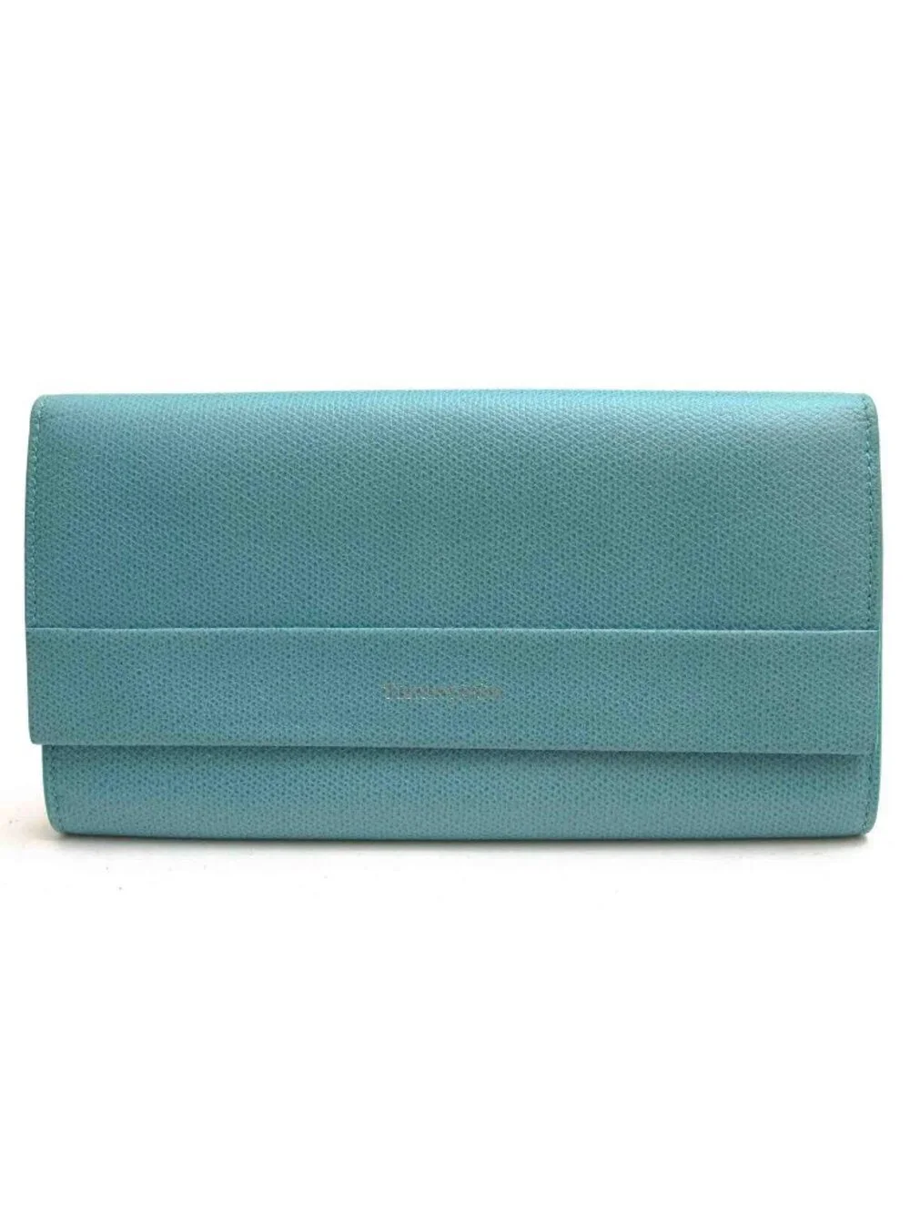 Tiffany & Co Wallet Leather Blue Continental Flap with Coin Purse Bifold